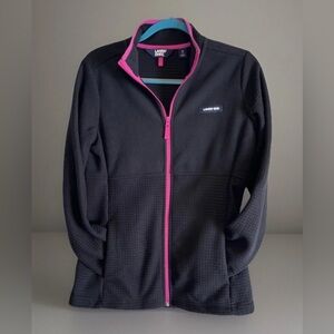 Lands End Jacket Womens S Small 6 - 8 Black Pink Zip Fleece Hiking Outdoors